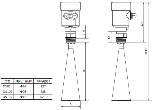 高頻雷達(dá)液位計RD708外形尺寸圖